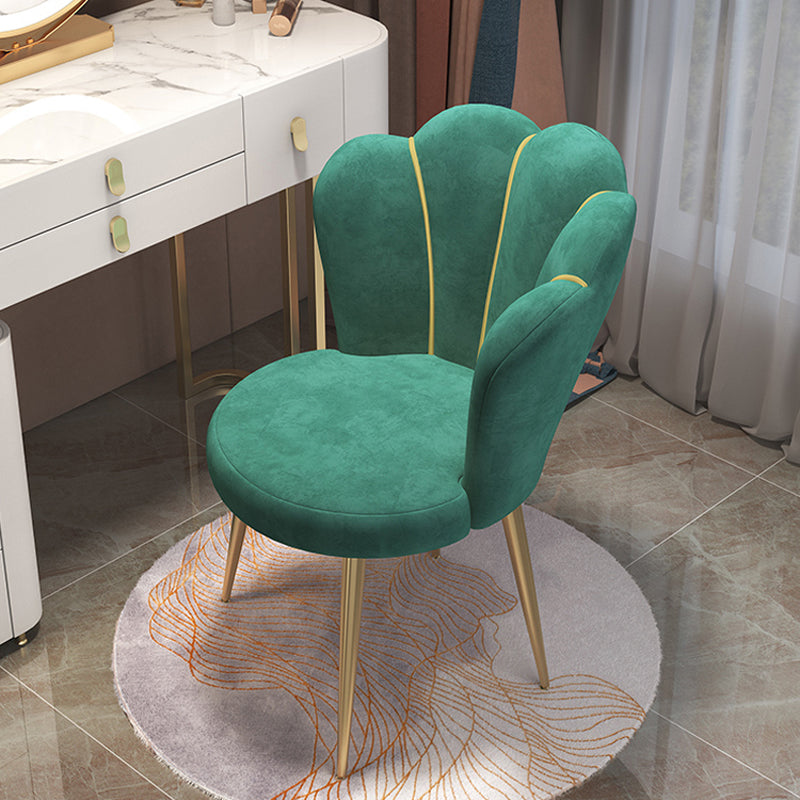 Nordic Metal Dining Room Chair Upholstered Linen Fabric Velvet Armless Single Chair Blackish Green Clearhalo ' kitchen&dining_furn' 'Dining Chairs' 'Dining Tables & Seating' 'dining_chair' 'furn' 'furn_dining_chair' 'Furniture' 'furniture_dining_chair' 'Kitchen & Dining Furniture' 'kitchen' 3968625