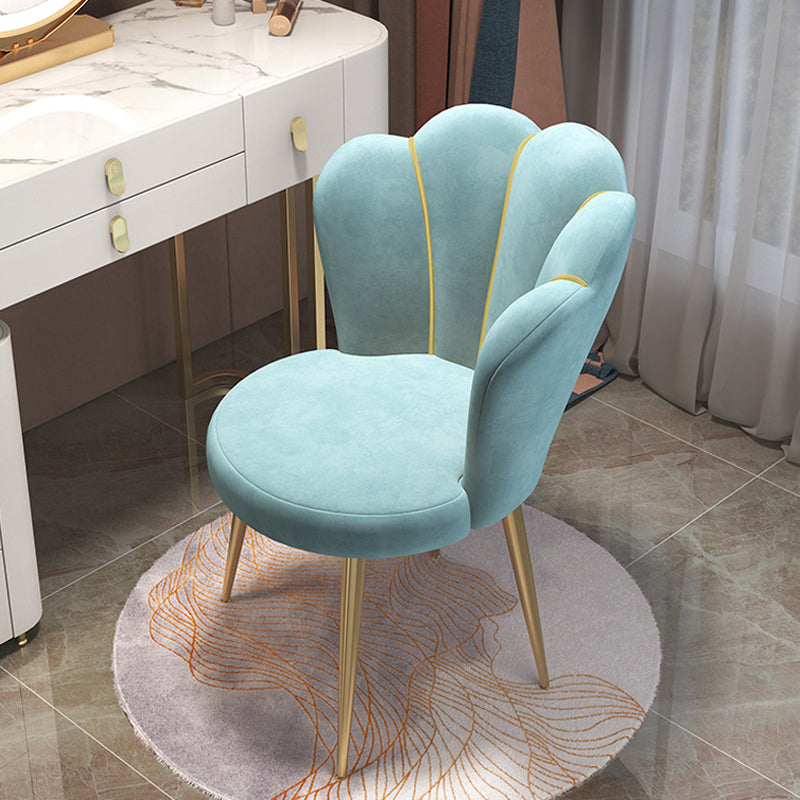 Nordic Metal Dining Room Chair Upholstered Linen Fabric Velvet Armless Single Chair Lake Blue Clearhalo ' kitchen&dining_furn' 'Dining Chairs' 'Dining Tables & Seating' 'dining_chair' 'furn' 'furn_dining_chair' 'Furniture' 'furniture_dining_chair' 'Kitchen & Dining Furniture' 'kitchen' 3968627