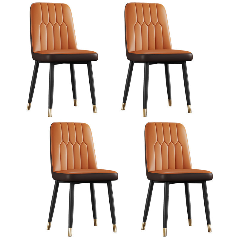 Scandinavian Style Metal Dining Chair Dining Room Armless Solid Back Chair Gray Coffee 4 Piece Set Black Gold Clearhalo ' kitchen&dining_furn' 'Dining Chairs' 'Dining Tables & Seating' 'dining_chair' 'furn' 'furn_dining_chair' 'Furniture' 'furniture_dining_chair' 'Kitchen & Dining Furniture' 'kitchen' 3968632