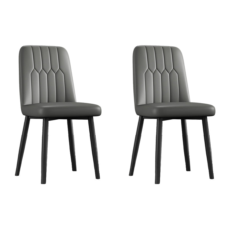 Scandinavian Style Metal Dining Chair Dining Room Armless Solid Back Chair Dark Gray 2 Piece Set Black Clearhalo ' kitchen&dining_furn' 'Dining Chairs' 'Dining Tables & Seating' 'dining_chair' 'furn' 'furn_dining_chair' 'Furniture' 'furniture_dining_chair' 'Kitchen & Dining Furniture' 'kitchen' 3968636
