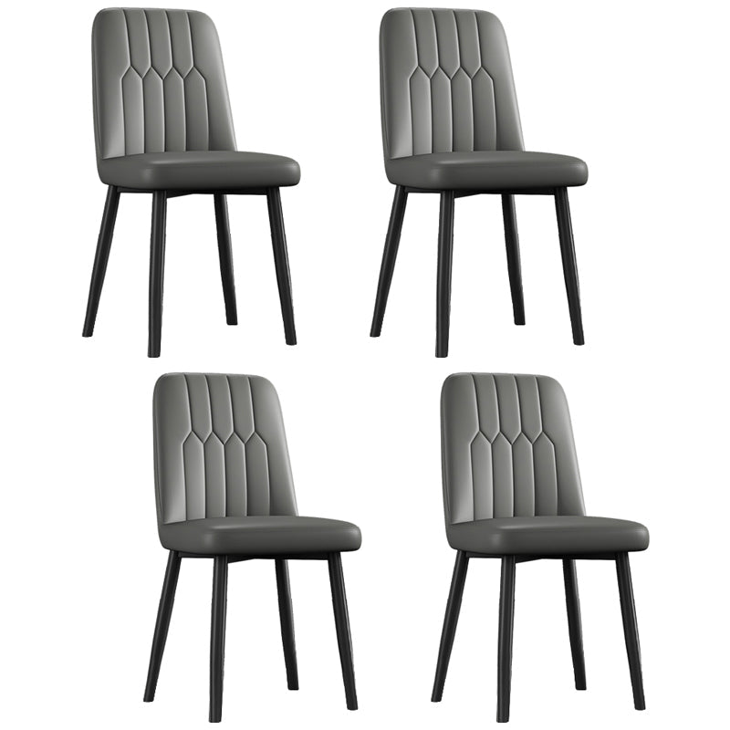 Scandinavian Style Metal Dining Chair Dining Room Armless Solid Back Chair Dark Gray 4 Piece Set Black Clearhalo ' kitchen&dining_furn' 'Dining Chairs' 'Dining Tables & Seating' 'dining_chair' 'furn' 'furn_dining_chair' 'Furniture' 'furniture_dining_chair' 'Kitchen & Dining Furniture' 'kitchen' 3968639
