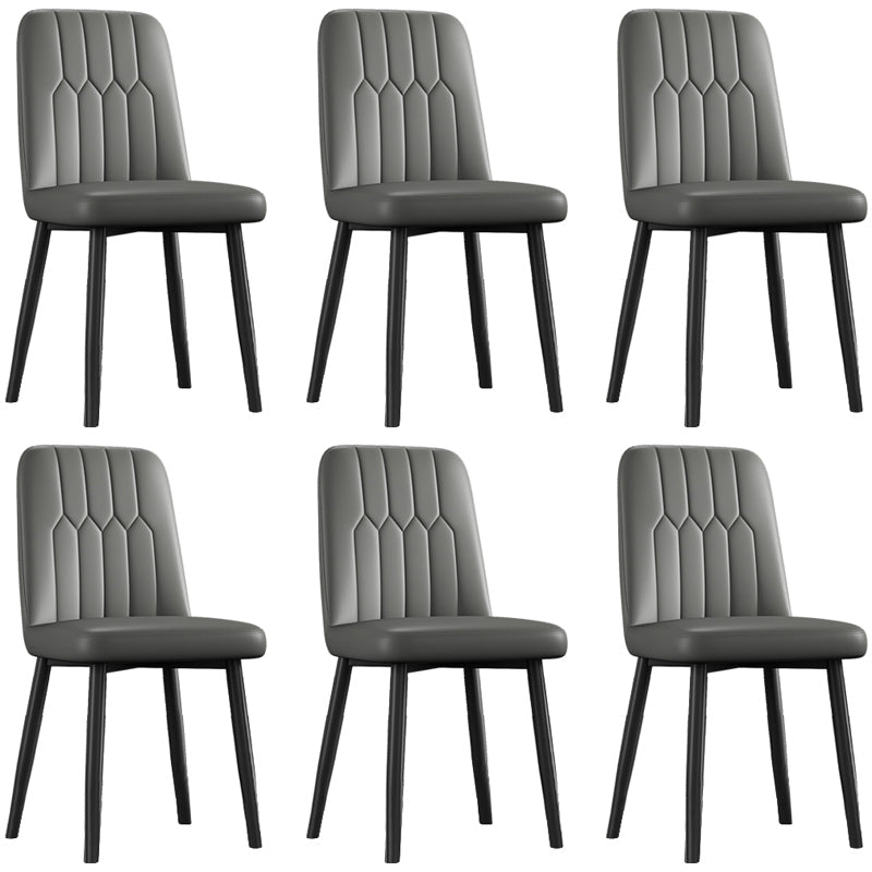 Scandinavian Style Metal Dining Chair Dining Room Armless Solid Back Chair Dark Gray 6 Piece Set Black Clearhalo ' kitchen&dining_furn' 'Dining Chairs' 'Dining Tables & Seating' 'dining_chair' 'furn' 'furn_dining_chair' 'Furniture' 'furniture_dining_chair' 'Kitchen & Dining Furniture' 'kitchen' 3968641
