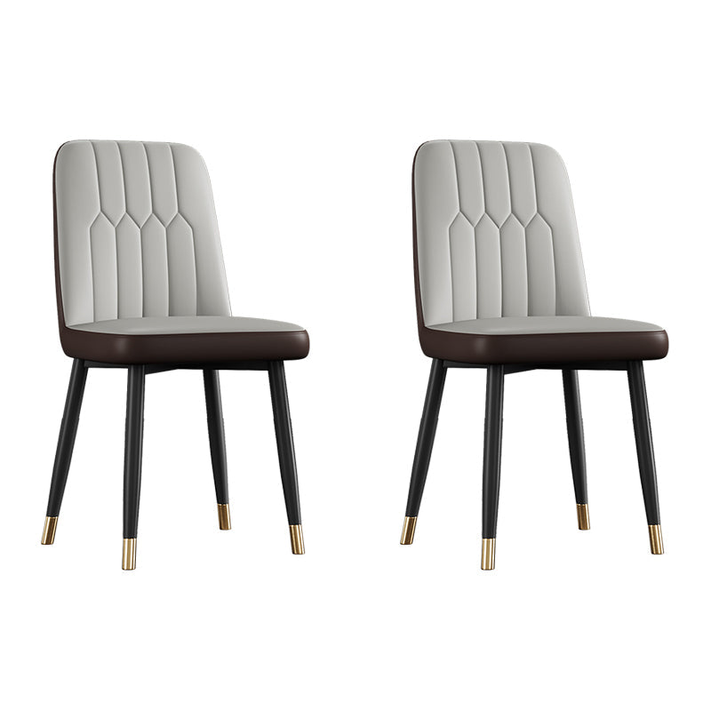 Scandinavian Style Metal Dining Chair Dining Room Armless Solid Back Chair Grey 2 Piece Set Black Gold Clearhalo ' kitchen&dining_furn' 'Dining Chairs' 'Dining Tables & Seating' 'dining_chair' 'furn' 'furn_dining_chair' 'Furniture' 'furniture_dining_chair' 'Kitchen & Dining Furniture' 'kitchen' 3968643