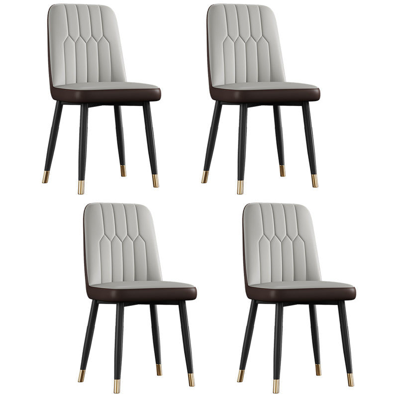 Scandinavian Style Metal Dining Chair Dining Room Armless Solid Back Chair Grey 4 Piece Set Black Gold Clearhalo ' kitchen&dining_furn' 'Dining Chairs' 'Dining Tables & Seating' 'dining_chair' 'furn' 'furn_dining_chair' 'Furniture' 'furniture_dining_chair' 'Kitchen & Dining Furniture' 'kitchen' 3968645