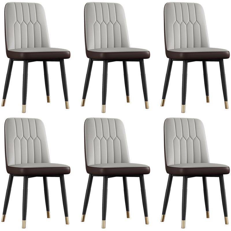 Scandinavian Style Metal Dining Chair Dining Room Armless Solid Back Chair Grey 6 Piece Set Black Gold Clearhalo ' kitchen&dining_furn' 'Dining Chairs' 'Dining Tables & Seating' 'dining_chair' 'furn' 'furn_dining_chair' 'Furniture' 'furniture_dining_chair' 'Kitchen & Dining Furniture' 'kitchen' 3968647