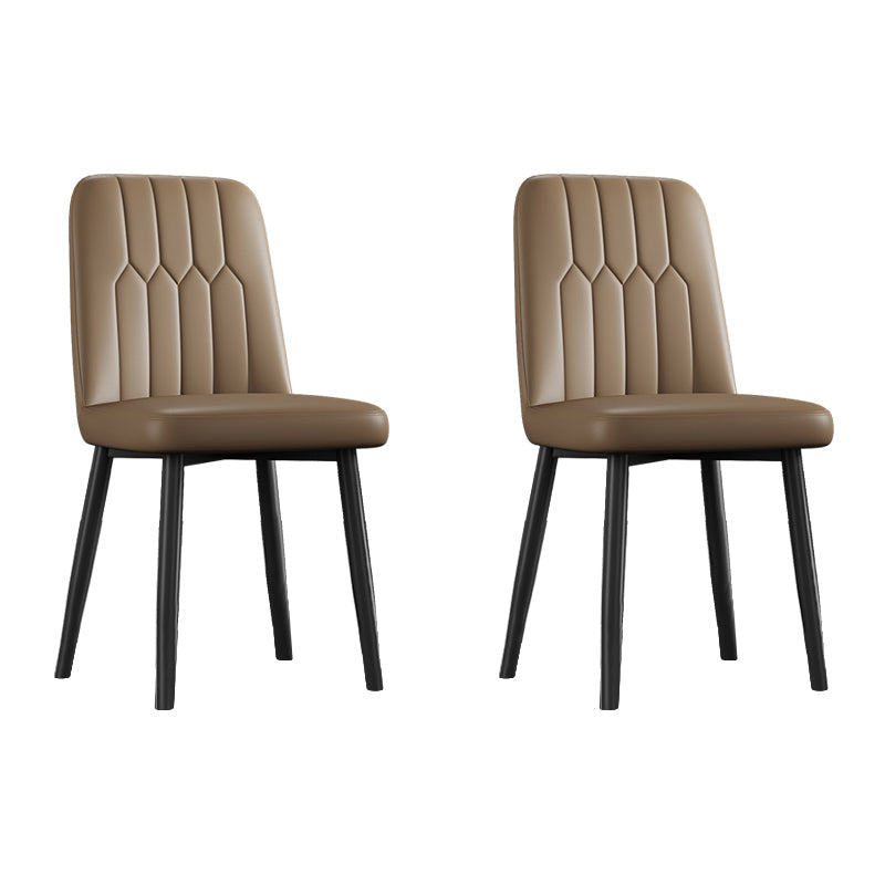 Scandinavian Style Metal Dining Chair Dining Room Armless Solid Back Chair Coffee 2 Piece Set Black Clearhalo ' kitchen&dining_furn' 'Dining Chairs' 'Dining Tables & Seating' 'dining_chair' 'furn' 'furn_dining_chair' 'Furniture' 'furniture_dining_chair' 'Kitchen & Dining Furniture' 'kitchen' 3968649