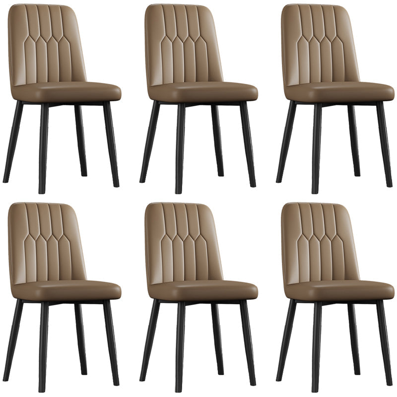 Scandinavian Style Metal Dining Chair Dining Room Armless Solid Back Chair Coffee 6 Piece Set Black Clearhalo ' kitchen&dining_furn' 'Dining Chairs' 'Dining Tables & Seating' 'dining_chair' 'furn' 'furn_dining_chair' 'Furniture' 'furniture_dining_chair' 'Kitchen & Dining Furniture' 'kitchen' 3968651
