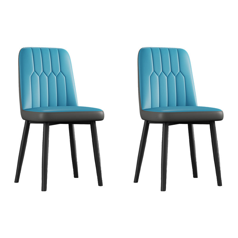 Scandinavian Style Metal Dining Chair Dining Room Armless Solid Back Chair Gray-Blue 2 Piece Set Black Clearhalo ' kitchen&dining_furn' 'Dining Chairs' 'Dining Tables & Seating' 'dining_chair' 'furn' 'furn_dining_chair' 'Furniture' 'furniture_dining_chair' 'Kitchen & Dining Furniture' 'kitchen' 3968652