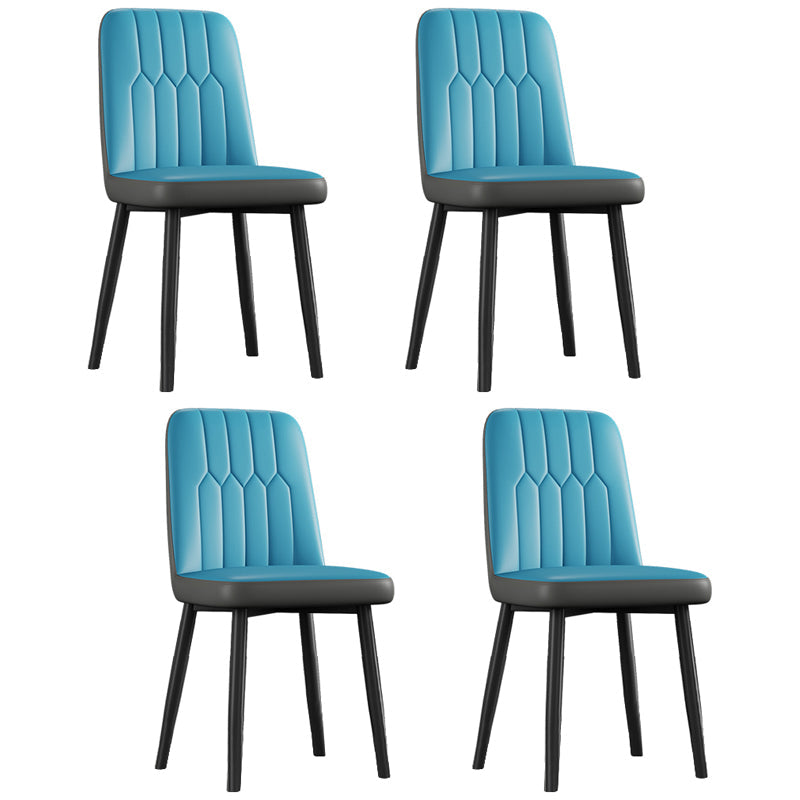 Scandinavian Style Metal Dining Chair Dining Room Armless Solid Back Chair Gray-Blue 4 Piece Set Black Clearhalo ' kitchen&dining_furn' 'Dining Chairs' 'Dining Tables & Seating' 'dining_chair' 'furn' 'furn_dining_chair' 'Furniture' 'furniture_dining_chair' 'Kitchen & Dining Furniture' 'kitchen' 3968653