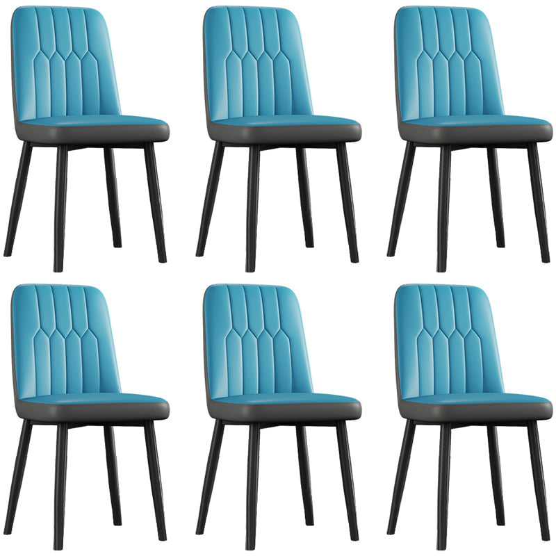 Scandinavian Style Metal Dining Chair Dining Room Armless Solid Back Chair Gray-Blue 6 Piece Set Black Clearhalo ' kitchen&dining_furn' 'Dining Chairs' 'Dining Tables & Seating' 'dining_chair' 'furn' 'furn_dining_chair' 'Furniture' 'furniture_dining_chair' 'Kitchen & Dining Furniture' 'kitchen' 3968654