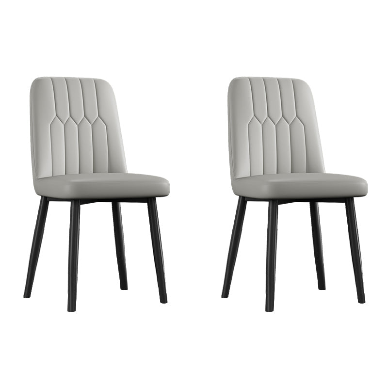 Scandinavian Style Metal Dining Chair Dining Room Armless Solid Back Chair Light Gray 2 Piece Set Black Clearhalo ' kitchen&dining_furn' 'Dining Chairs' 'Dining Tables & Seating' 'dining_chair' 'furn' 'furn_dining_chair' 'Furniture' 'furniture_dining_chair' 'Kitchen & Dining Furniture' 'kitchen' 3968655