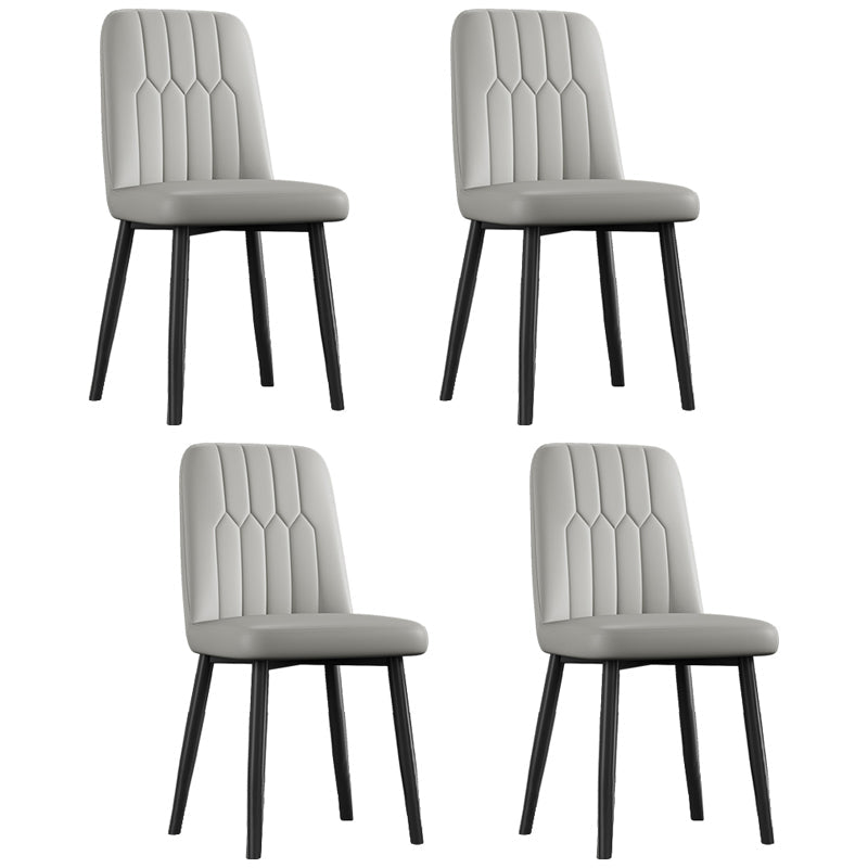 Scandinavian Style Metal Dining Chair Dining Room Armless Solid Back Chair Light Gray 4 Piece Set Black Clearhalo ' kitchen&dining_furn' 'Dining Chairs' 'Dining Tables & Seating' 'dining_chair' 'furn' 'furn_dining_chair' 'Furniture' 'furniture_dining_chair' 'Kitchen & Dining Furniture' 'kitchen' 3968656