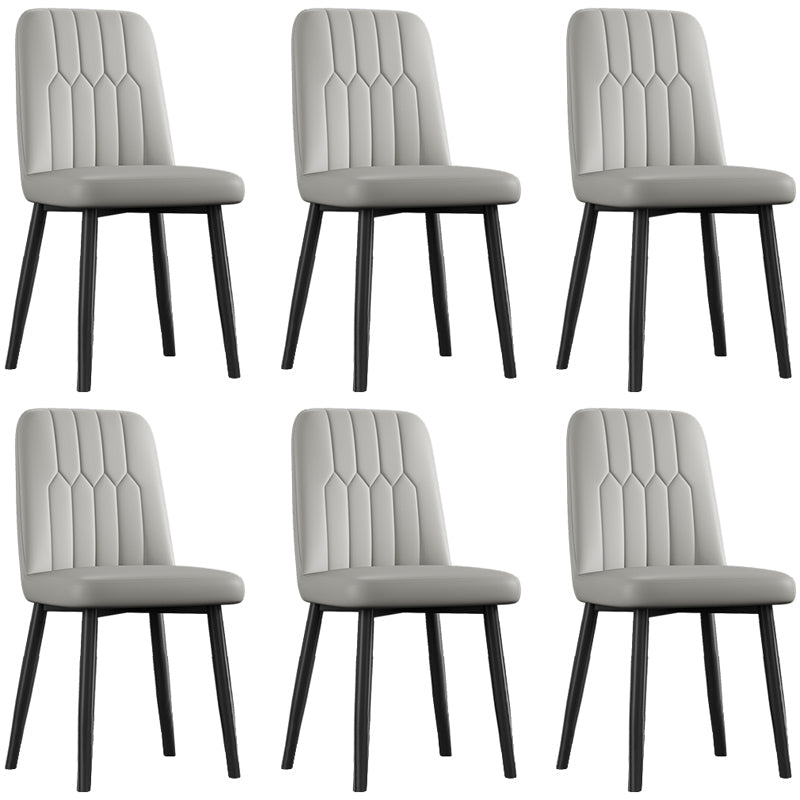 Scandinavian Style Metal Dining Chair Dining Room Armless Solid Back Chair Light Gray 6 Piece Set Black Clearhalo ' kitchen&dining_furn' 'Dining Chairs' 'Dining Tables & Seating' 'dining_chair' 'furn' 'furn_dining_chair' 'Furniture' 'furniture_dining_chair' 'Kitchen & Dining Furniture' 'kitchen' 3968657