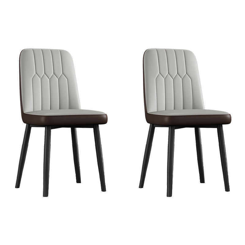 Scandinavian Style Metal Dining Chair Dining Room Armless Solid Back Chair Grey 2 Piece Set Black Clearhalo ' kitchen&dining_furn' 'Dining Chairs' 'Dining Tables & Seating' 'dining_chair' 'furn' 'furn_dining_chair' 'Furniture' 'furniture_dining_chair' 'Kitchen & Dining Furniture' 'kitchen' 3968658