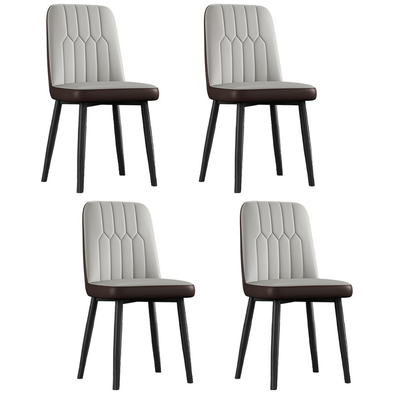 Scandinavian Style Metal Dining Chair Dining Room Armless Solid Back Chair Grey 4 Piece Set Black Clearhalo ' kitchen&dining_furn' 'Dining Chairs' 'Dining Tables & Seating' 'dining_chair' 'furn' 'furn_dining_chair' 'Furniture' 'furniture_dining_chair' 'Kitchen & Dining Furniture' 'kitchen' 3968659