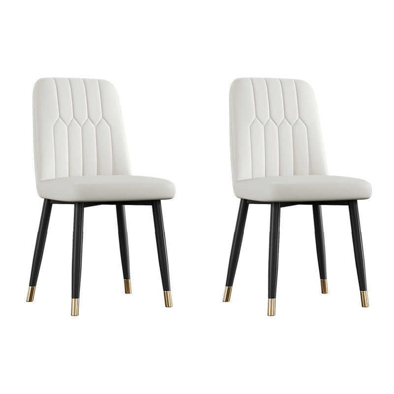 Scandinavian Style Metal Dining Chair Dining Room Armless Solid Back Chair White 2 Piece Set Black Gold Clearhalo ' kitchen&dining_furn' 'Dining Chairs' 'Dining Tables & Seating' 'dining_chair' 'furn' 'furn_dining_chair' 'Furniture' 'furniture_dining_chair' 'Kitchen & Dining Furniture' 'kitchen' 3968661
