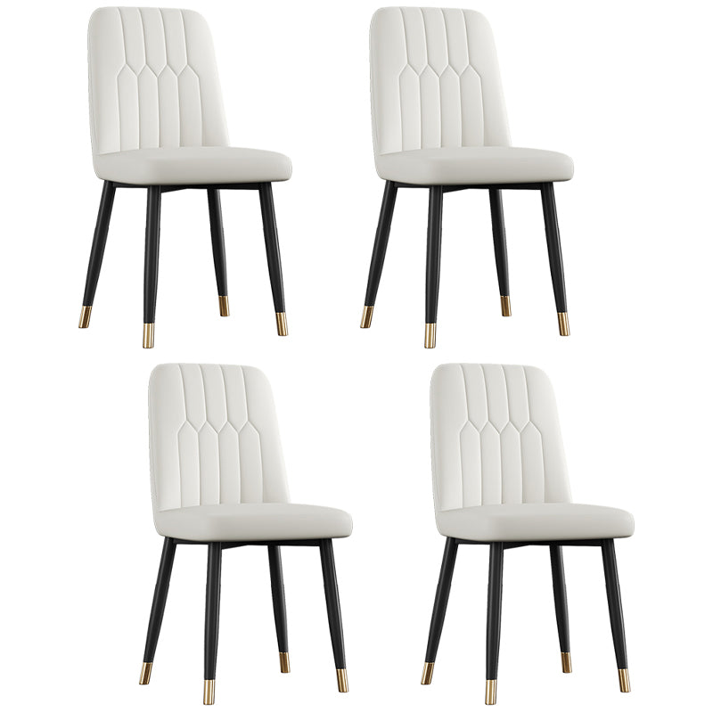 Scandinavian Style Metal Dining Chair Dining Room Armless Solid Back Chair White 4 Piece Set Black Gold Clearhalo ' kitchen&dining_furn' 'Dining Chairs' 'Dining Tables & Seating' 'dining_chair' 'furn' 'furn_dining_chair' 'Furniture' 'furniture_dining_chair' 'Kitchen & Dining Furniture' 'kitchen' 3968662
