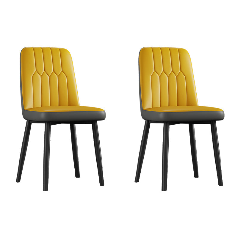 Scandinavian Style Metal Dining Chair Dining Room Armless Solid Back Chair Gray-Yellow 2 Piece Set Black Clearhalo ' kitchen&dining_furn' 'Dining Chairs' 'Dining Tables & Seating' 'dining_chair' 'furn' 'furn_dining_chair' 'Furniture' 'furniture_dining_chair' 'Kitchen & Dining Furniture' 'kitchen' 3968664