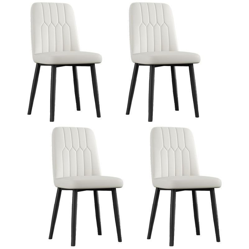 Scandinavian Style Metal Dining Chair Dining Room Armless Solid Back Chair White 4 Piece Set Black Clearhalo ' kitchen&dining_furn' 'Dining Chairs' 'Dining Tables & Seating' 'dining_chair' 'furn' 'furn_dining_chair' 'Furniture' 'furniture_dining_chair' 'Kitchen & Dining Furniture' 'kitchen' 3968668