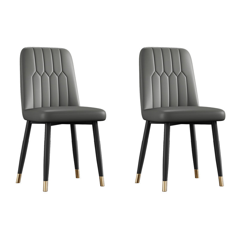 Scandinavian Style Metal Dining Chair Dining Room Armless Solid Back Chair Dark Gray 2 Piece Set Black Gold Clearhalo ' kitchen&dining_furn' 'Dining Chairs' 'Dining Tables & Seating' 'dining_chair' 'furn' 'furn_dining_chair' 'Furniture' 'furniture_dining_chair' 'Kitchen & Dining Furniture' 'kitchen' 3968670