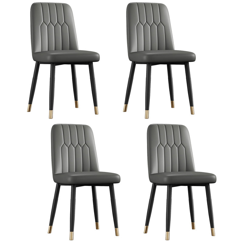 Scandinavian Style Metal Dining Chair Dining Room Armless Solid Back Chair Dark Gray 4 Piece Set Black Gold Clearhalo ' kitchen&dining_furn' 'Dining Chairs' 'Dining Tables & Seating' 'dining_chair' 'furn' 'furn_dining_chair' 'Furniture' 'furniture_dining_chair' 'Kitchen & Dining Furniture' 'kitchen' 3968671