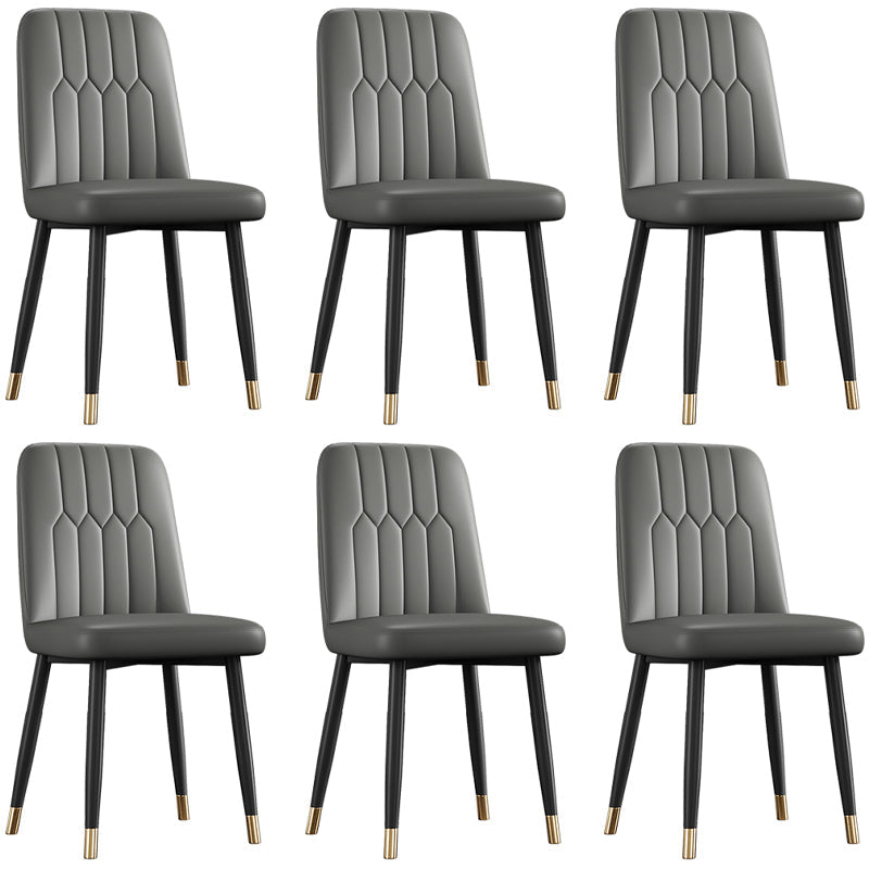 Scandinavian Style Metal Dining Chair Dining Room Armless Solid Back Chair Dark Gray 6 Piece Set Black Gold Clearhalo ' kitchen&dining_furn' 'Dining Chairs' 'Dining Tables & Seating' 'dining_chair' 'furn' 'furn_dining_chair' 'Furniture' 'furniture_dining_chair' 'Kitchen & Dining Furniture' 'kitchen' 3968672