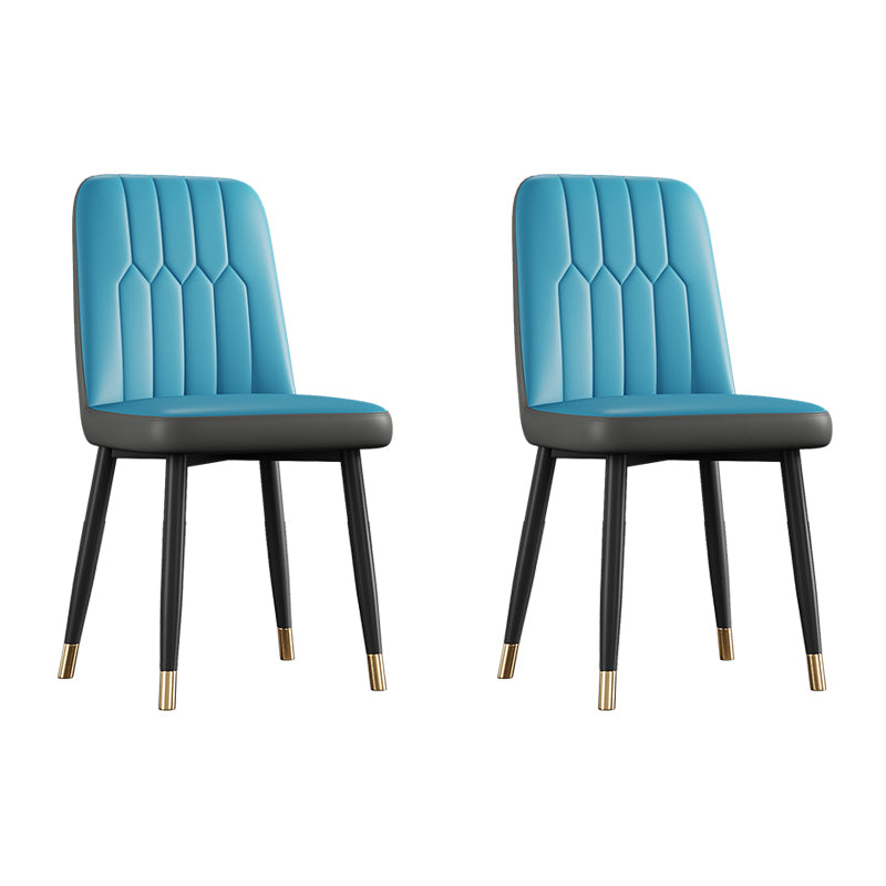 Scandinavian Style Metal Dining Chair Dining Room Armless Solid Back Chair Gray-Blue 2 Piece Set Black Gold Clearhalo ' kitchen&dining_furn' 'Dining Chairs' 'Dining Tables & Seating' 'dining_chair' 'furn' 'furn_dining_chair' 'Furniture' 'furniture_dining_chair' 'Kitchen & Dining Furniture' 'kitchen' 3968676