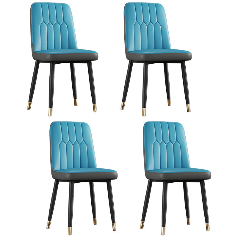 Scandinavian Style Metal Dining Chair Dining Room Armless Solid Back Chair Gray-Blue 4 Piece Set Black Gold Clearhalo ' kitchen&dining_furn' 'Dining Chairs' 'Dining Tables & Seating' 'dining_chair' 'furn' 'furn_dining_chair' 'Furniture' 'furniture_dining_chair' 'Kitchen & Dining Furniture' 'kitchen' 3968677