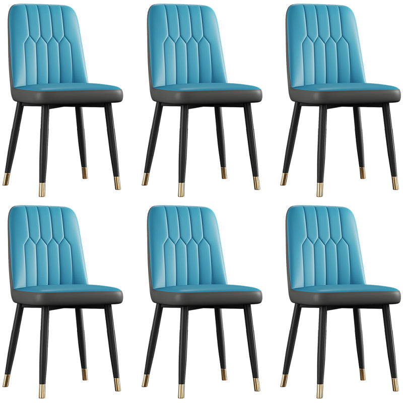 Scandinavian Style Metal Dining Chair Dining Room Armless Solid Back Chair Gray-Blue 6 Piece Set Black Gold Clearhalo ' kitchen&dining_furn' 'Dining Chairs' 'Dining Tables & Seating' 'dining_chair' 'furn' 'furn_dining_chair' 'Furniture' 'furniture_dining_chair' 'Kitchen & Dining Furniture' 'kitchen' 3968678