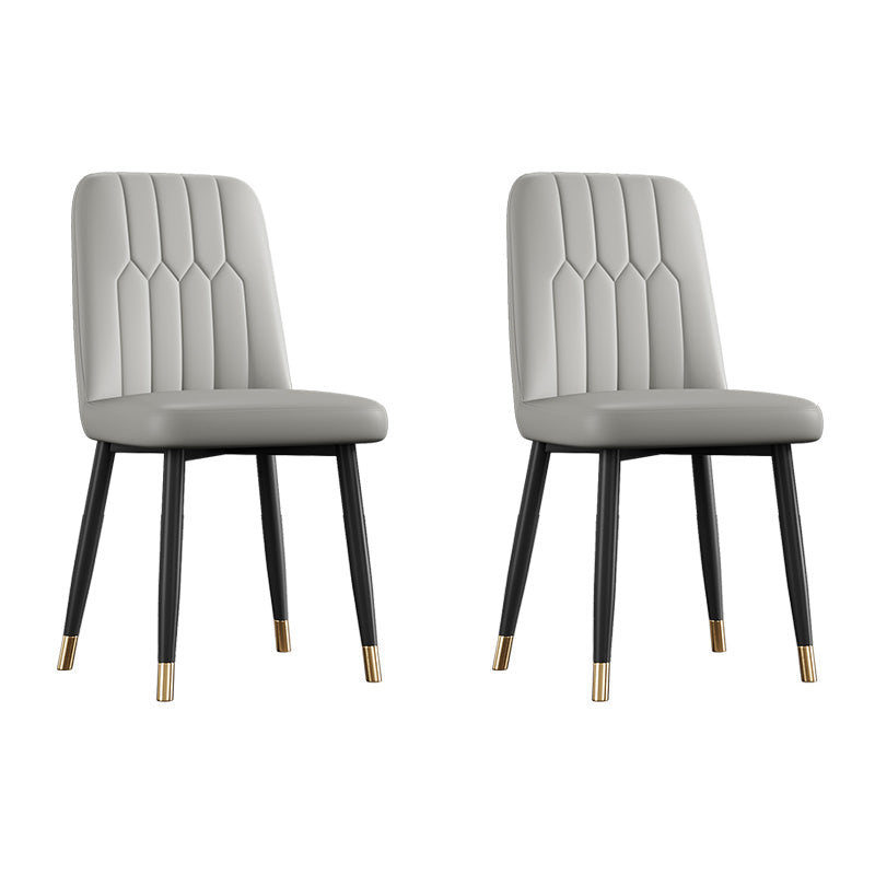 Scandinavian Style Metal Dining Chair Dining Room Armless Solid Back Chair Light Gray 2 Piece Set Black Gold Clearhalo ' kitchen&dining_furn' 'Dining Chairs' 'Dining Tables & Seating' 'dining_chair' 'furn' 'furn_dining_chair' 'Furniture' 'furniture_dining_chair' 'Kitchen & Dining Furniture' 'kitchen' 3968679