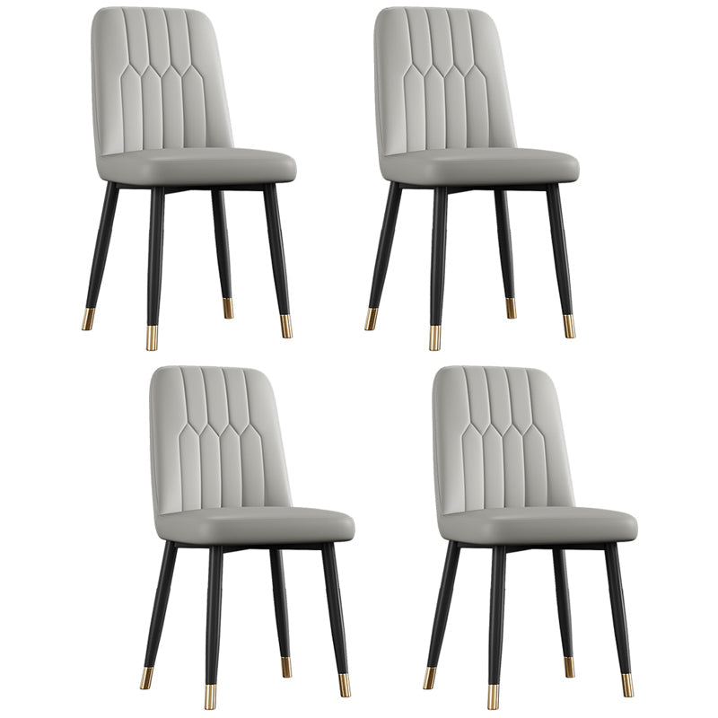 Scandinavian Style Metal Dining Chair Dining Room Armless Solid Back Chair Light Gray 4 Piece Set Black Gold Clearhalo ' kitchen&dining_furn' 'Dining Chairs' 'Dining Tables & Seating' 'dining_chair' 'furn' 'furn_dining_chair' 'Furniture' 'furniture_dining_chair' 'Kitchen & Dining Furniture' 'kitchen' 3968680