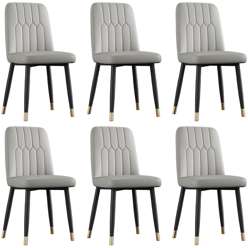 Scandinavian Style Metal Dining Chair Dining Room Armless Solid Back Chair Light Gray 6 Piece Set Black Gold Clearhalo ' kitchen&dining_furn' 'Dining Chairs' 'Dining Tables & Seating' 'dining_chair' 'furn' 'furn_dining_chair' 'Furniture' 'furniture_dining_chair' 'Kitchen & Dining Furniture' 'kitchen' 3968681