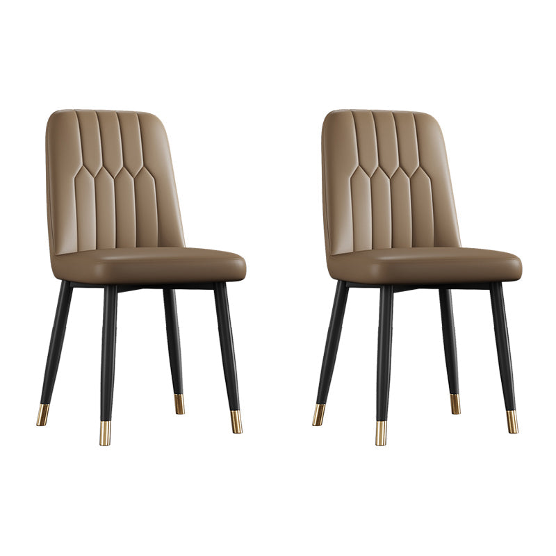 Scandinavian Style Metal Dining Chair Dining Room Armless Solid Back Chair Coffee 2 Piece Set Black Gold Clearhalo ' kitchen&dining_furn' 'Dining Chairs' 'Dining Tables & Seating' 'dining_chair' 'furn' 'furn_dining_chair' 'Furniture' 'furniture_dining_chair' 'Kitchen & Dining Furniture' 'kitchen' 3968682