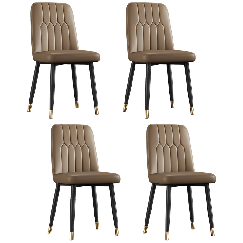 Scandinavian Style Metal Dining Chair Dining Room Armless Solid Back Chair Coffee 4 Piece Set Black Gold Clearhalo ' kitchen&dining_furn' 'Dining Chairs' 'Dining Tables & Seating' 'dining_chair' 'furn' 'furn_dining_chair' 'Furniture' 'furniture_dining_chair' 'Kitchen & Dining Furniture' 'kitchen' 3968683