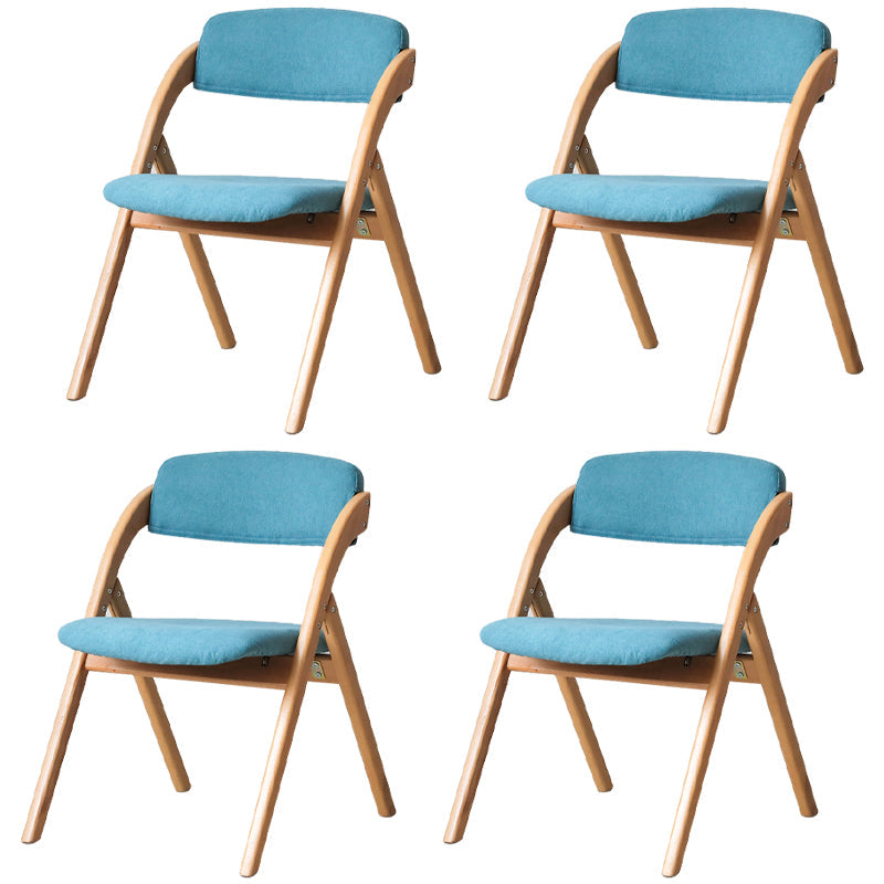 Scandinavian Home Side Chair Upholstered Open Back Wood Folding Dining Room Chair Blue Natural Wood Set of 4 Clearhalo ' kitchen&dining_furn' 'Dining Chairs' 'Dining Tables & Seating' 'dining_chair' 'Furniture' 'furniture_dining_chair' 'Kitchen & Dining Furniture' 'kitchen' 3968706