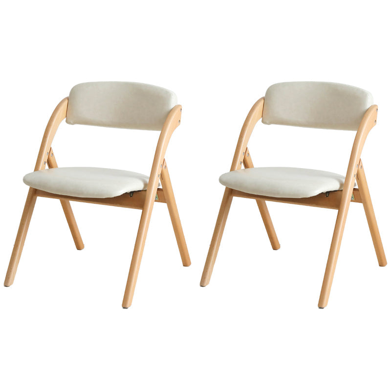 Scandinavian Home Side Chair Upholstered Open Back Wood Folding Dining Room Chair Off-White Natural Wood Set of 2 Clearhalo ' kitchen&dining_furn' 'Dining Chairs' 'Dining Tables & Seating' 'dining_chair' 'Furniture' 'furniture_dining_chair' 'Kitchen & Dining Furniture' 'kitchen' 3968723