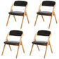 Scandinavian Home Side Chair Upholstered Open Back Wood Folding Dining Room Chair Dark Brown Natural Wood Set of 4 Clearhalo ' kitchen&dining_furn' 'Dining Chairs' 'Dining Tables & Seating' 'dining_chair' 'Furniture' 'furniture_dining_chair' 'Kitchen & Dining Furniture' 'kitchen' 3968727