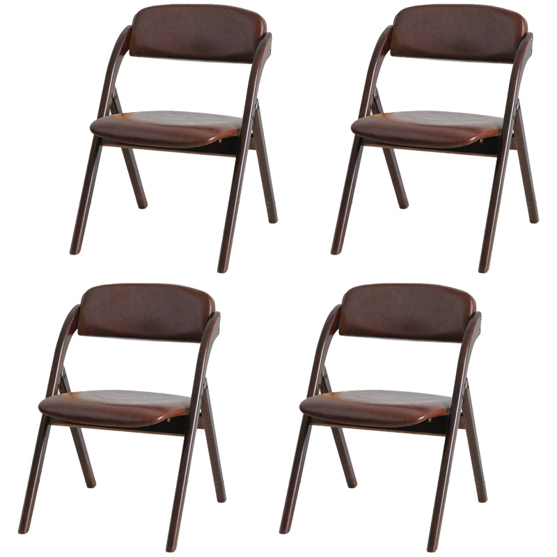 Scandinavian Home Side Chair Upholstered Open Back Wood Folding Dining Room Chair Red Brown Brown Set of 4 Clearhalo ' kitchen&dining_furn' 'Dining Chairs' 'Dining Tables & Seating' 'dining_chair' 'Furniture' 'furniture_dining_chair' 'Kitchen & Dining Furniture' 'kitchen' 3968772
