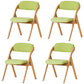 Scandinavian Home Side Chair Upholstered Open Back Wood Folding Dining Room Chair Green Natural Wood Set of 4 Clearhalo ' kitchen&dining_furn' 'Dining Chairs' 'Dining Tables & Seating' 'dining_chair' 'Furniture' 'furniture_dining_chair' 'Kitchen & Dining Furniture' 'kitchen' 3968775