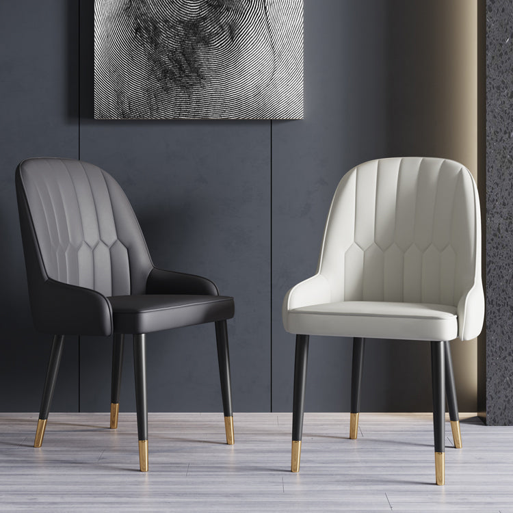 Glam Metal Dining Room Chairs Upholstered Side PU Leather Armchairs for Restaurant Clearhalo ' kitchen&dining_furn' 'Dining Chairs' 'Dining Tables & Seating' 'dining_chair' 'furn' 'furn_dining_chair' 'Furniture' 'furniture_dining_chair' 'Kitchen & Dining Furniture' 'kitchen' 3968780