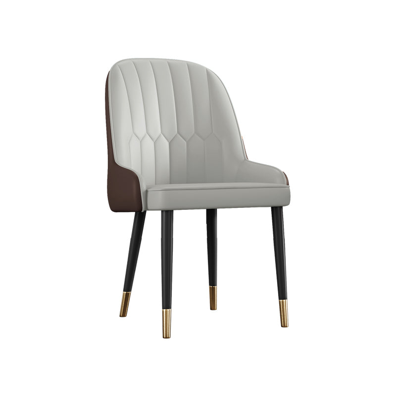 Glam Metal Dining Room Chairs Upholstered Side PU Leather Armchairs for Restaurant Grey 1 Piece Brass Gold Clearhalo ' kitchen&dining_furn' 'Dining Chairs' 'Dining Tables & Seating' 'dining_chair' 'furn' 'furn_dining_chair' 'Furniture' 'furniture_dining_chair' 'Kitchen & Dining Furniture' 'kitchen' 3968781