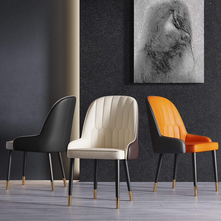 Glam Metal Dining Room Chairs Upholstered Side PU Leather Armchairs for Restaurant Clearhalo ' kitchen&dining_furn' 'Dining Chairs' 'Dining Tables & Seating' 'dining_chair' 'furn' 'furn_dining_chair' 'Furniture' 'furniture_dining_chair' 'Kitchen & Dining Furniture' 'kitchen' 3968783