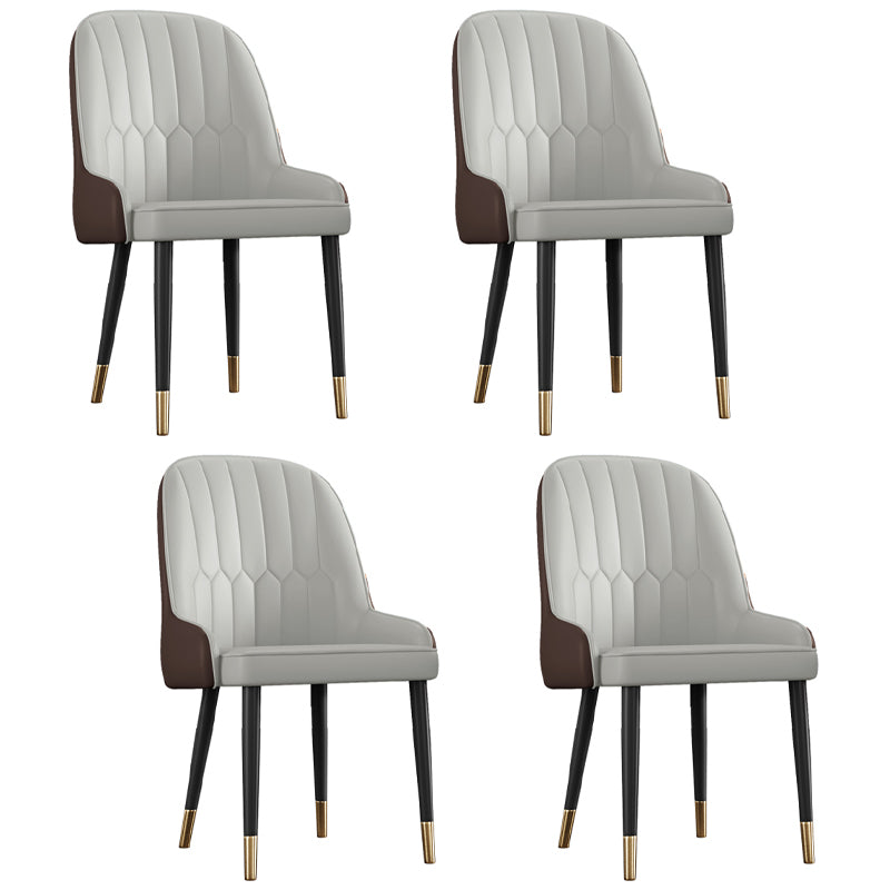 Glam Metal Dining Room Chairs Upholstered Side PU Leather Armchairs for Restaurant Grey 4 Piece Set Brass Gold Clearhalo ' kitchen&dining_furn' 'Dining Chairs' 'Dining Tables & Seating' 'dining_chair' 'furn' 'furn_dining_chair' 'Furniture' 'furniture_dining_chair' 'Kitchen & Dining Furniture' 'kitchen' 3968785