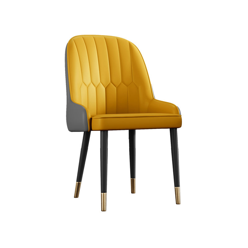 Glam Metal Dining Room Chairs Upholstered Side PU Leather Armchairs for Restaurant Clearhalo ' kitchen&dining_furn' 'Dining Chairs' 'Dining Tables & Seating' 'dining_chair' 'furn' 'furn_dining_chair' 'Furniture' 'furniture_dining_chair' 'Kitchen & Dining Furniture' 'kitchen' 3968789