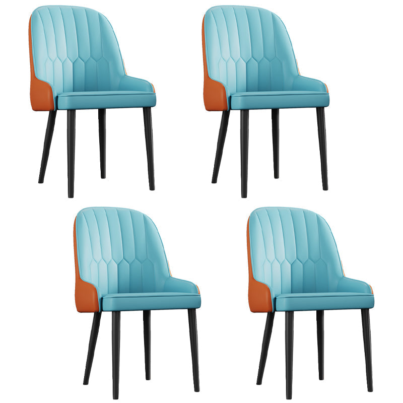 Glam Metal Dining Room Chairs Upholstered Side PU Leather Armchairs for Restaurant Blue 4 Piece Set Black Clearhalo ' kitchen&dining_furn' 'Dining Chairs' 'Dining Tables & Seating' 'dining_chair' 'furn' 'furn_dining_chair' 'Furniture' 'furniture_dining_chair' 'Kitchen & Dining Furniture' 'kitchen' 3968790