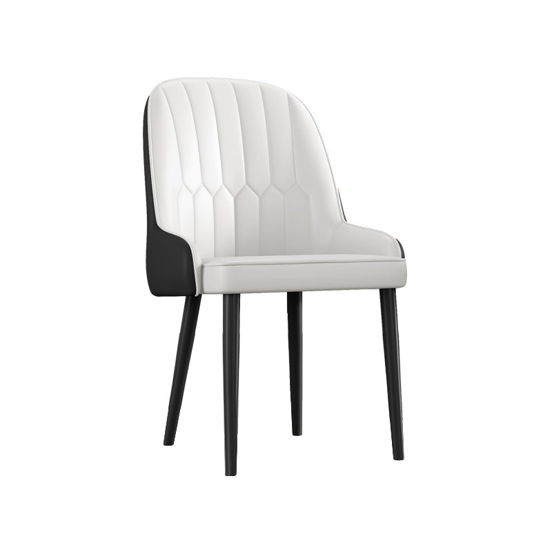 Glam Metal Dining Room Chairs Upholstered Side PU Leather Armchairs for Restaurant White-Black 1 Piece Black Clearhalo ' kitchen&dining_furn' 'Dining Chairs' 'Dining Tables & Seating' 'dining_chair' 'furn' 'furn_dining_chair' 'Furniture' 'furniture_dining_chair' 'Kitchen & Dining Furniture' 'kitchen' 3968792