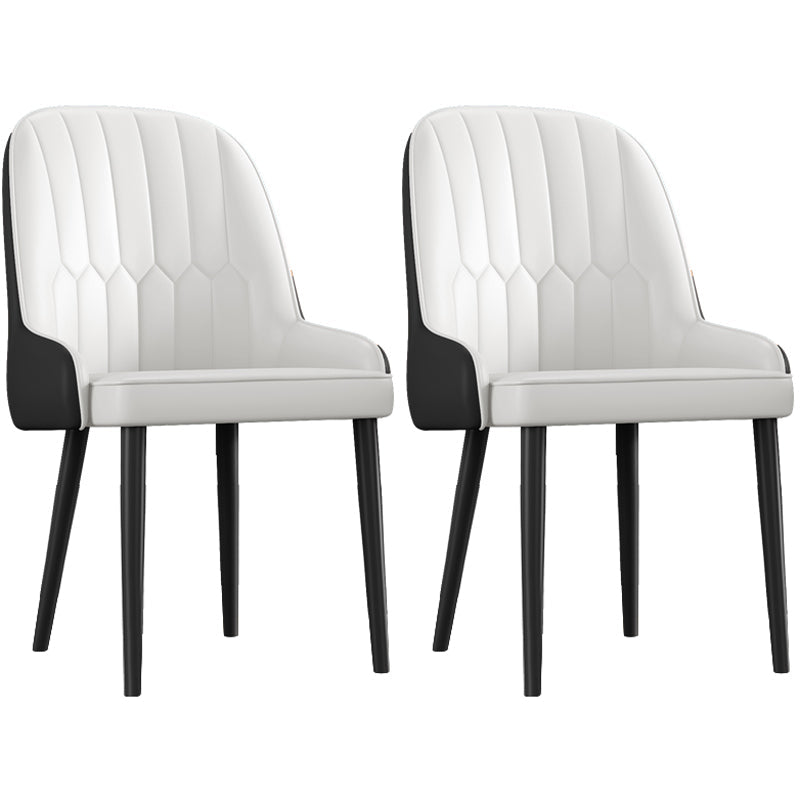Glam Metal Dining Room Chairs Upholstered Side PU Leather Armchairs for Restaurant White-Black 2 Piece Set Black Clearhalo ' kitchen&dining_furn' 'Dining Chairs' 'Dining Tables & Seating' 'dining_chair' 'furn' 'furn_dining_chair' 'Furniture' 'furniture_dining_chair' 'Kitchen & Dining Furniture' 'kitchen' 3968795