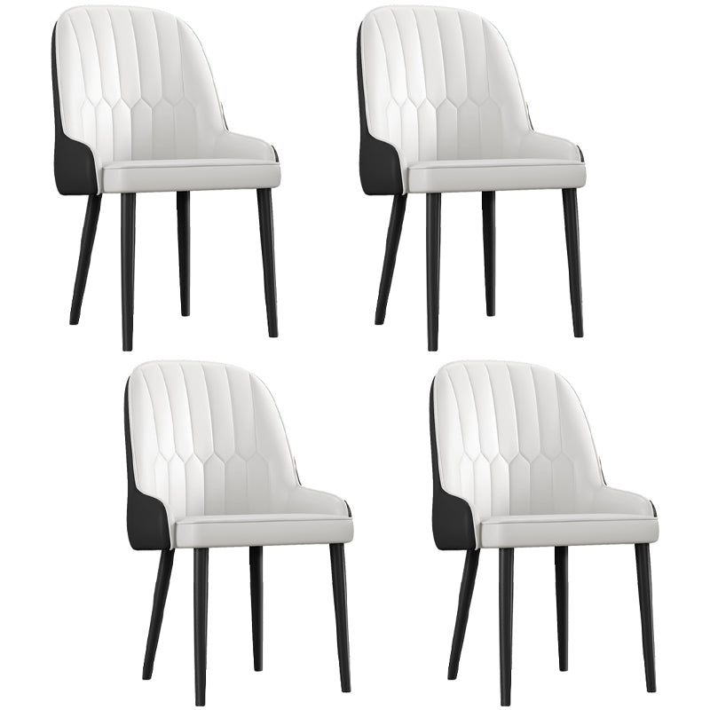 Glam Metal Dining Room Chairs Upholstered Side PU Leather Armchairs for Restaurant White-Black 4 Piece Set Black Clearhalo ' kitchen&dining_furn' 'Dining Chairs' 'Dining Tables & Seating' 'dining_chair' 'furn' 'furn_dining_chair' 'Furniture' 'furniture_dining_chair' 'Kitchen & Dining Furniture' 'kitchen' 3968797