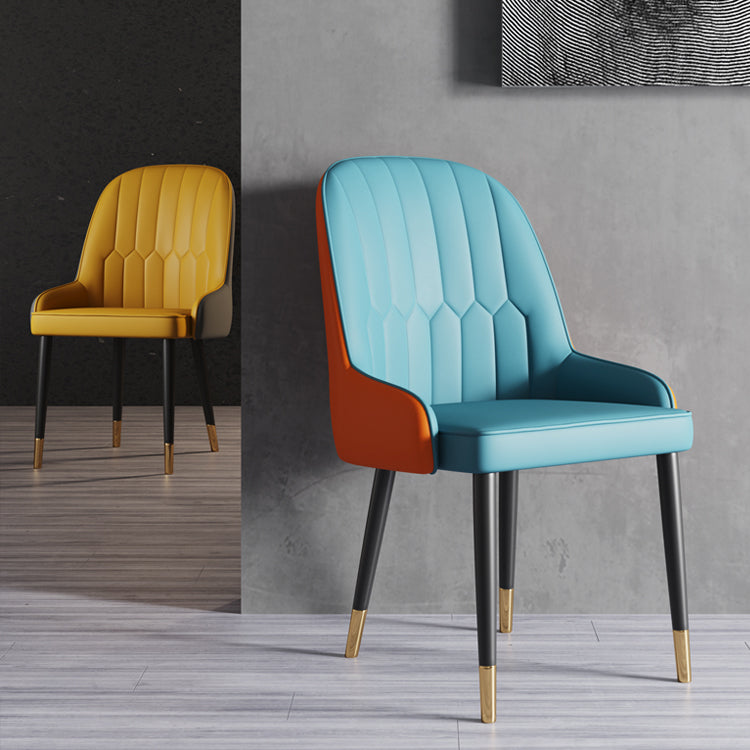 Glam Metal Dining Room Chairs Upholstered Side PU Leather Armchairs for Restaurant Clearhalo ' kitchen&dining_furn' 'Dining Chairs' 'Dining Tables & Seating' 'dining_chair' 'furn' 'furn_dining_chair' 'Furniture' 'furniture_dining_chair' 'Kitchen & Dining Furniture' 'kitchen' 3968798