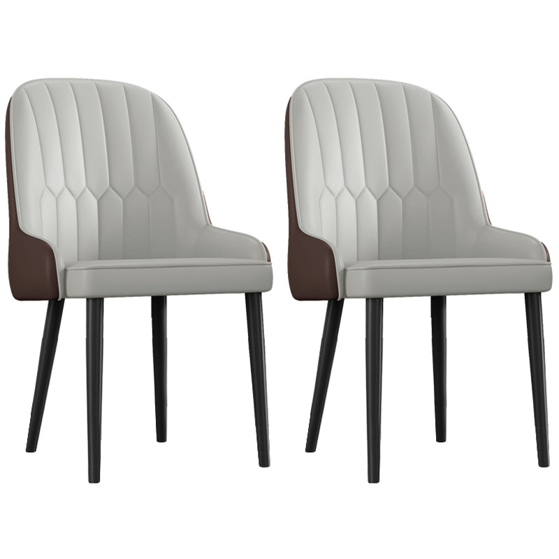 Glam Metal Dining Room Chairs Upholstered Side PU Leather Armchairs for Restaurant Grey 2 Piece Set Black Clearhalo ' kitchen&dining_furn' 'Dining Chairs' 'Dining Tables & Seating' 'dining_chair' 'furn' 'furn_dining_chair' 'Furniture' 'furniture_dining_chair' 'Kitchen & Dining Furniture' 'kitchen' 3968801